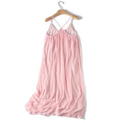 Summer Pink Crinkled Maxi Dresses
