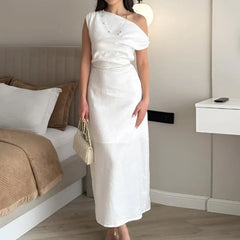 Sexy Slanted Neck High Waist Daily Dresses