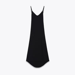 Backless Spaghetti Straps Black Long Dresses For Hem Slit V Neck A-line Party Sexy Maxi Vestidos