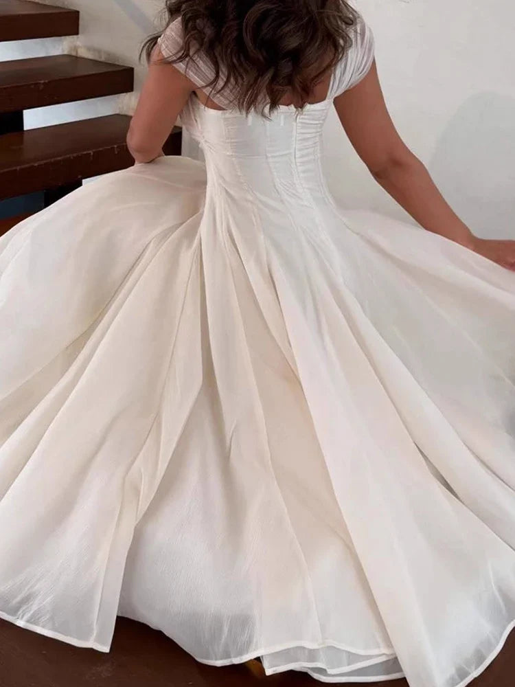 Mesh Hollow Out Pleated Evening Dresses