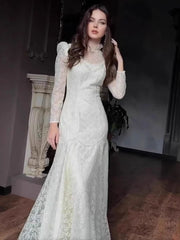 Autumn Summer Design French Style Lace Mesh Mermaid Dresses