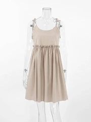 Sleeveless Bandage Patchwork Dresses