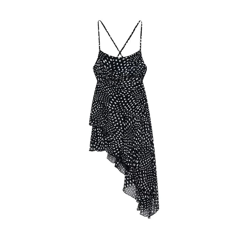 Sling Draped Polka Dot Dresses