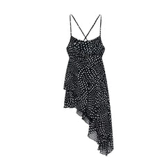 Sling Draped Polka Dot Dresses