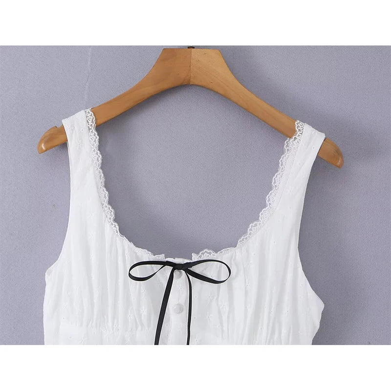 White Embroidery Mini Dresses