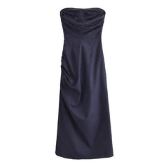 Sexy Ruched Strapless Midi Dresses
