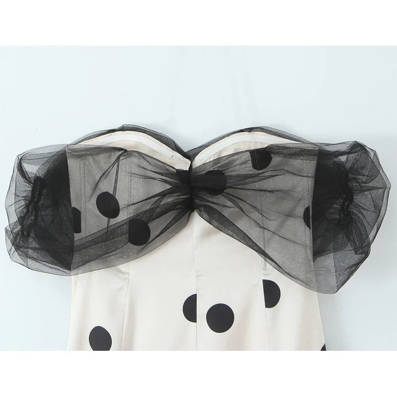Sexy Off Shoulder Polka Dot Strapless Dresses