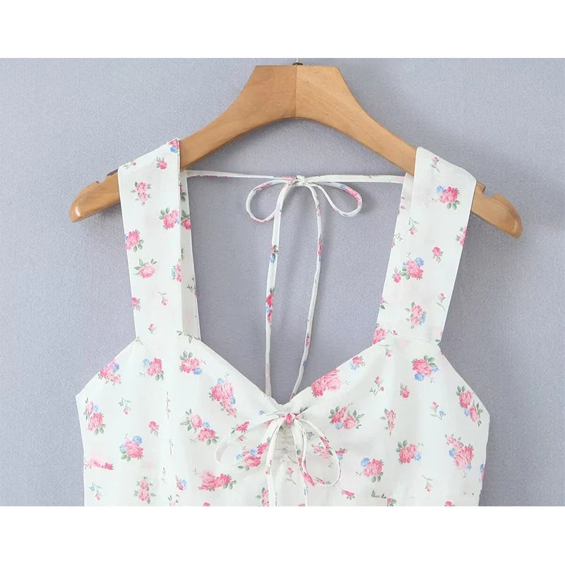 French Style Floral Print Pastoral Holiday Dresses