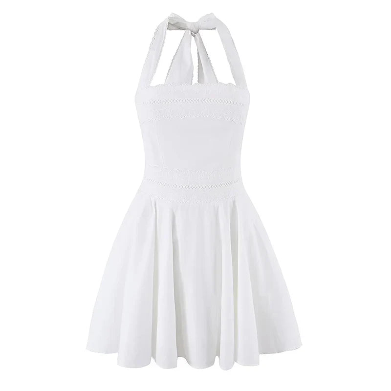 White Halter Mini Dresses
