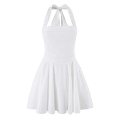 White Halter Mini Dresses