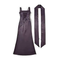 Sexy Elegant Party & Formal Wear Maxi Dresses Spaghetti Straps Ruched Waist With Matching Scarf