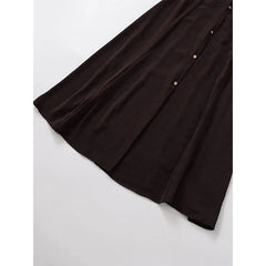 Brown With Belt Elegant Midi Long Dresses