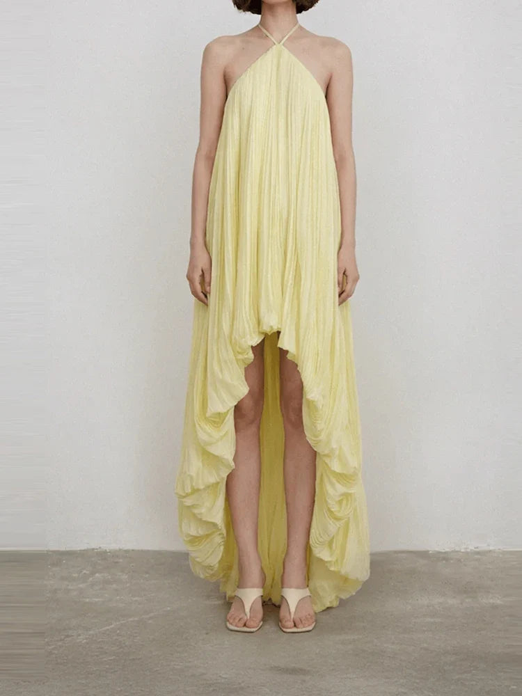 Irregular Off Shoulder Pleated Dresses