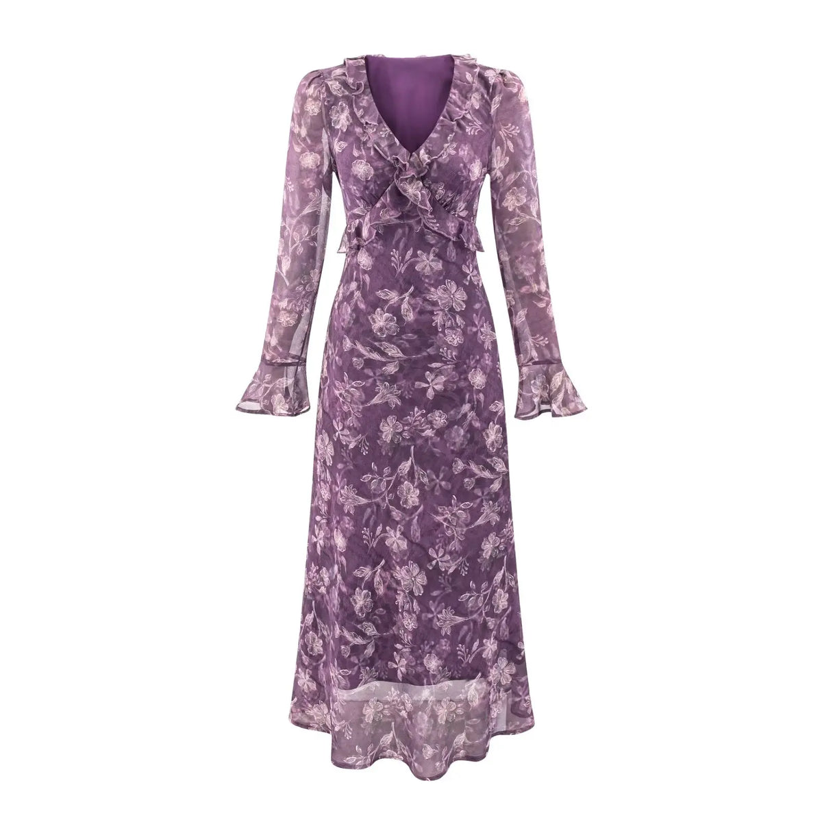 Vintage French Style Floral Print Dresses