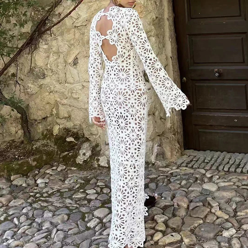 Backless Flower Beach Cover Up Dresses