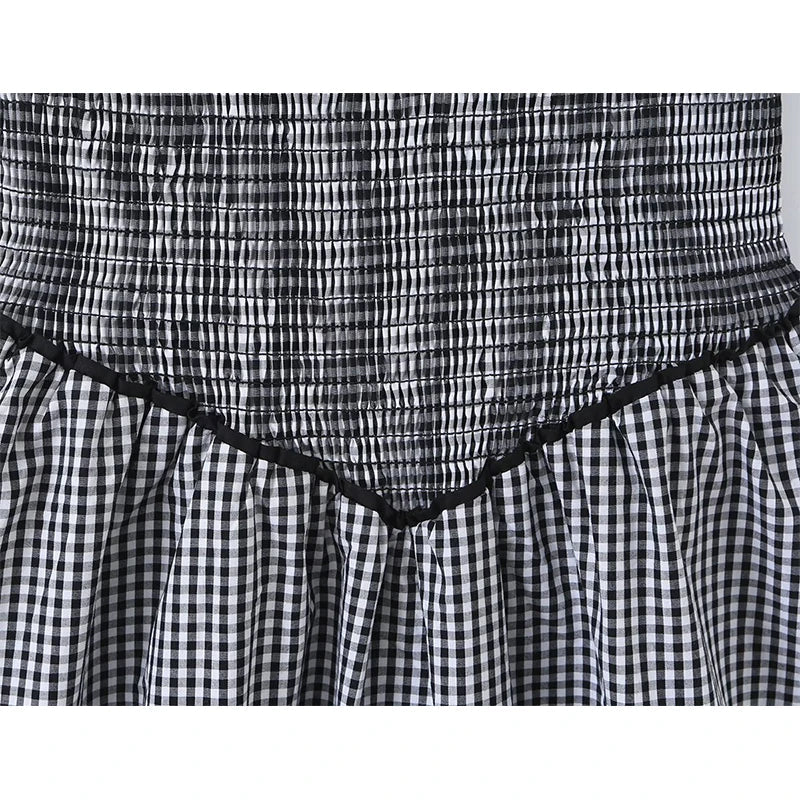 Sexy Spaghetti Strap Plaid Mini Dresses