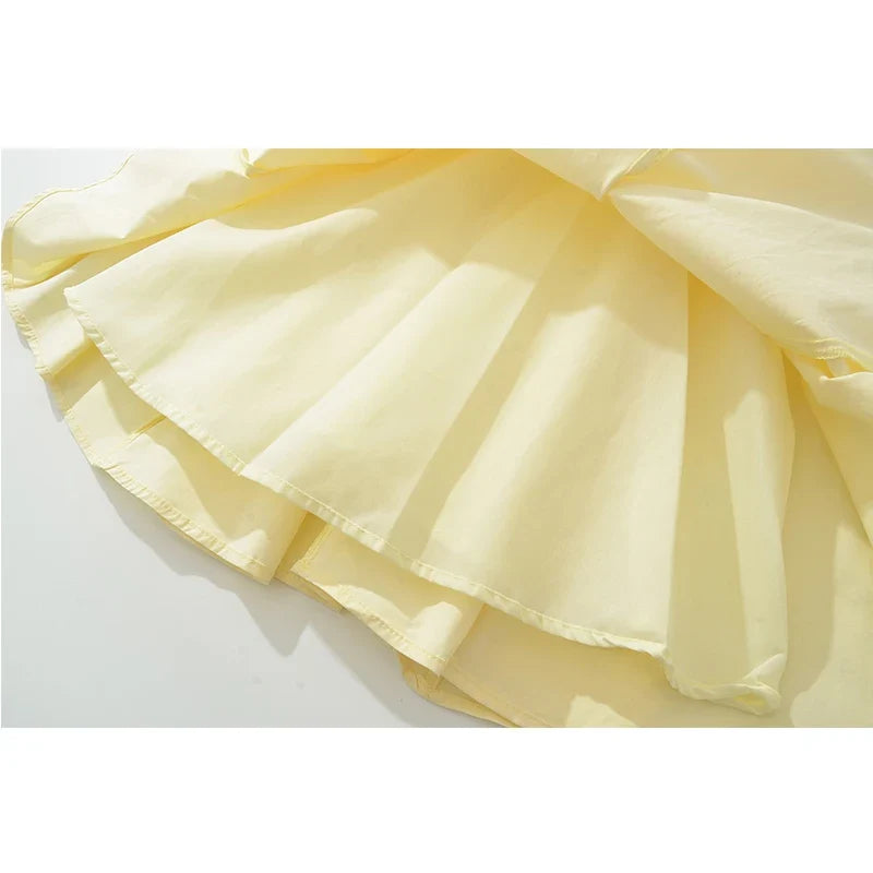 Summer Yellow Spaghetti Strap Mini Dresses