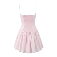 Low Waist Fit And Flare Sling Mini Dresses Wood Ears Summer Sexy Dresses