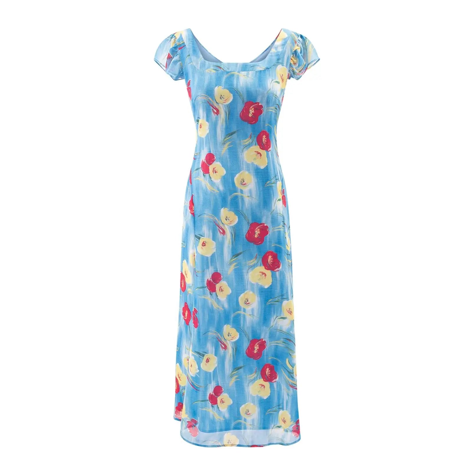 Print Square Neck Maxi Dresses