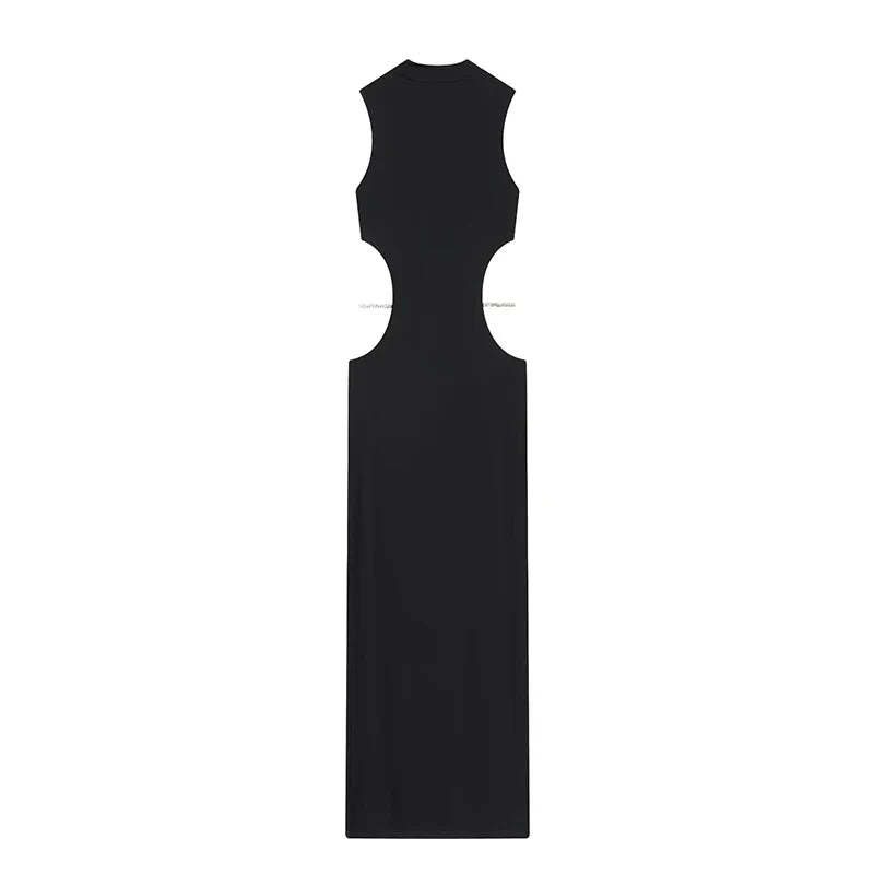 Black Sexy Hollow Out Long Dresses