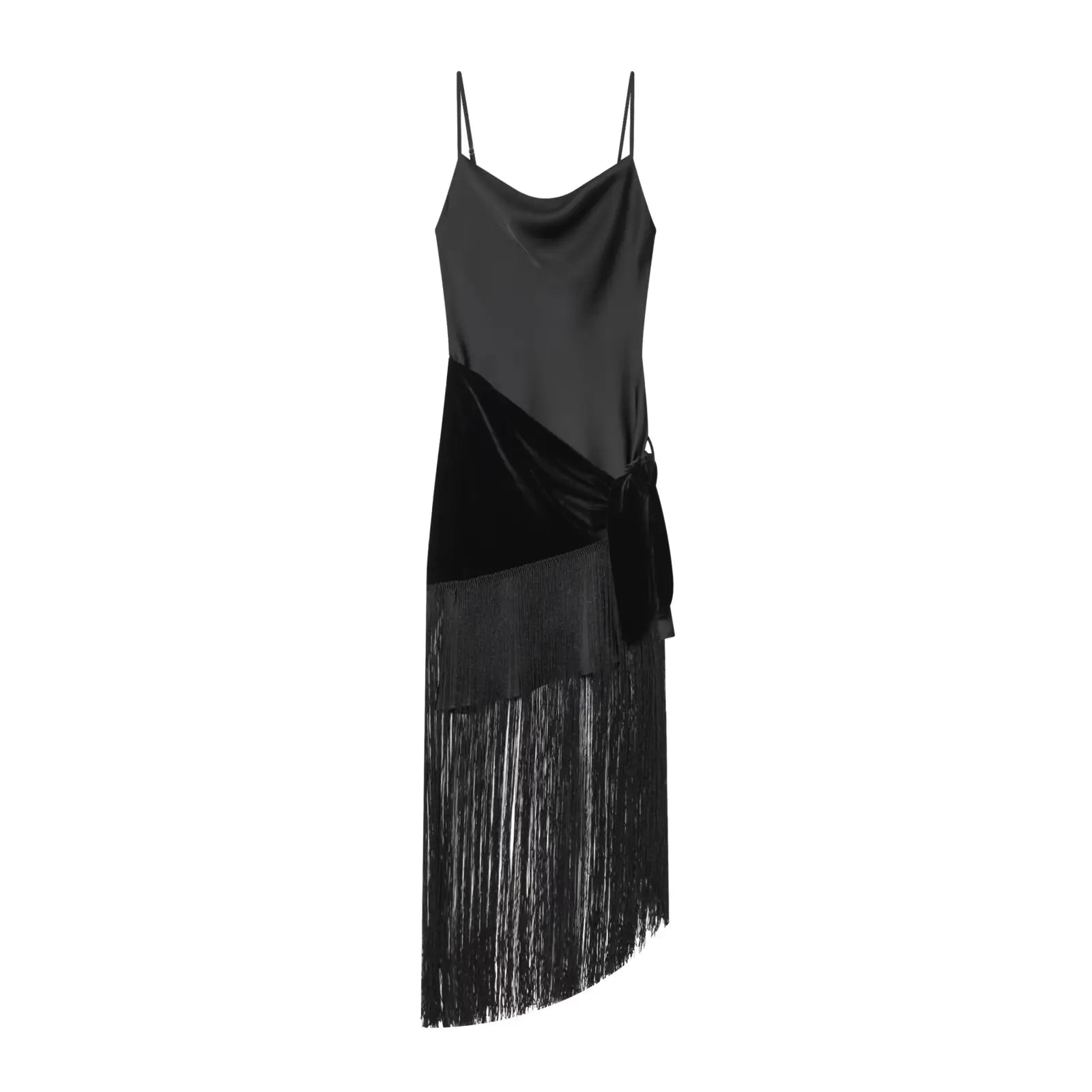 Tassel Patchwork Satin Sling Sexy Dresses