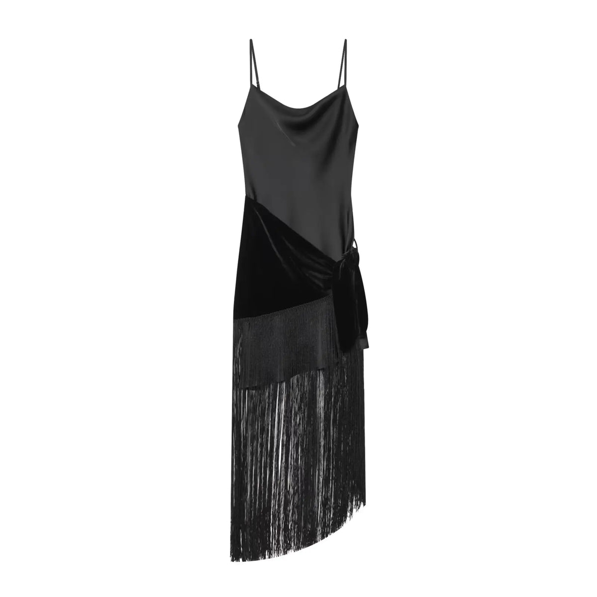 Tassel Patchwork Satin Sling Sexy Dresses