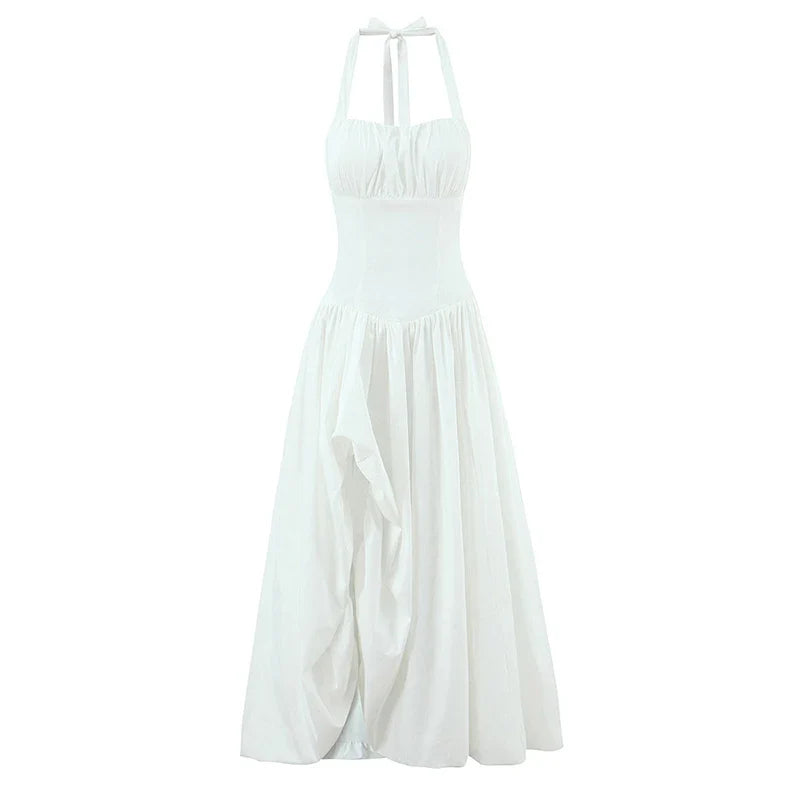High Quality Elegant Pink White Halter Princess Dresses