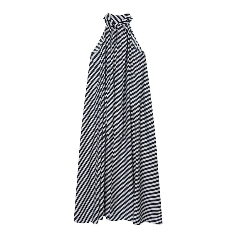 Striped Halter Midi Dresses