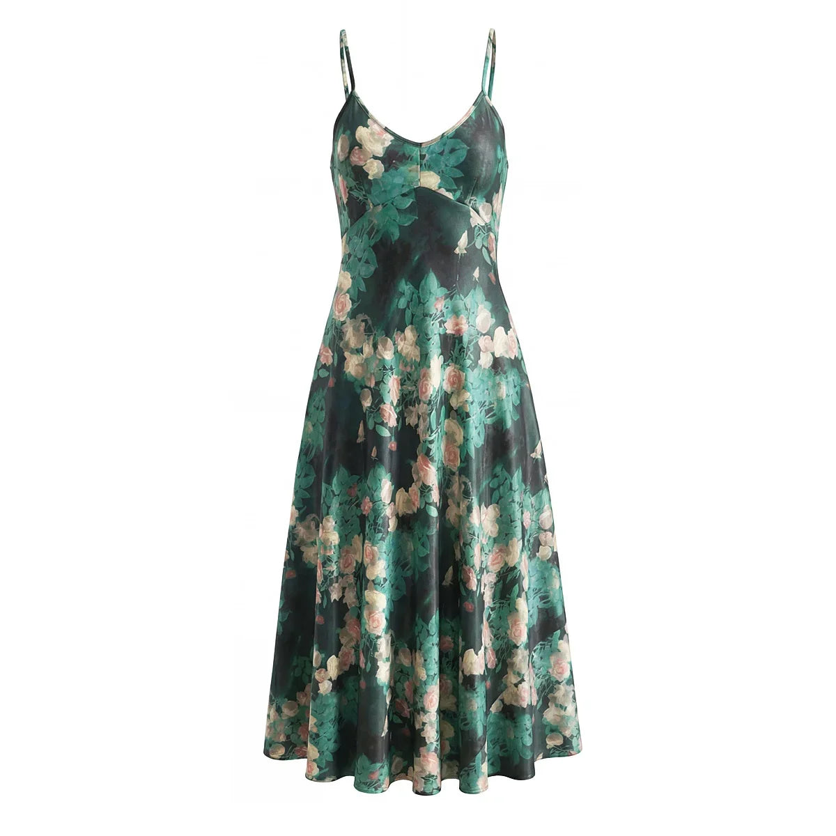 Sexy Sling Summer Holiday Dresses High Waist V Neck A-line Midi Casual Boho Dresses