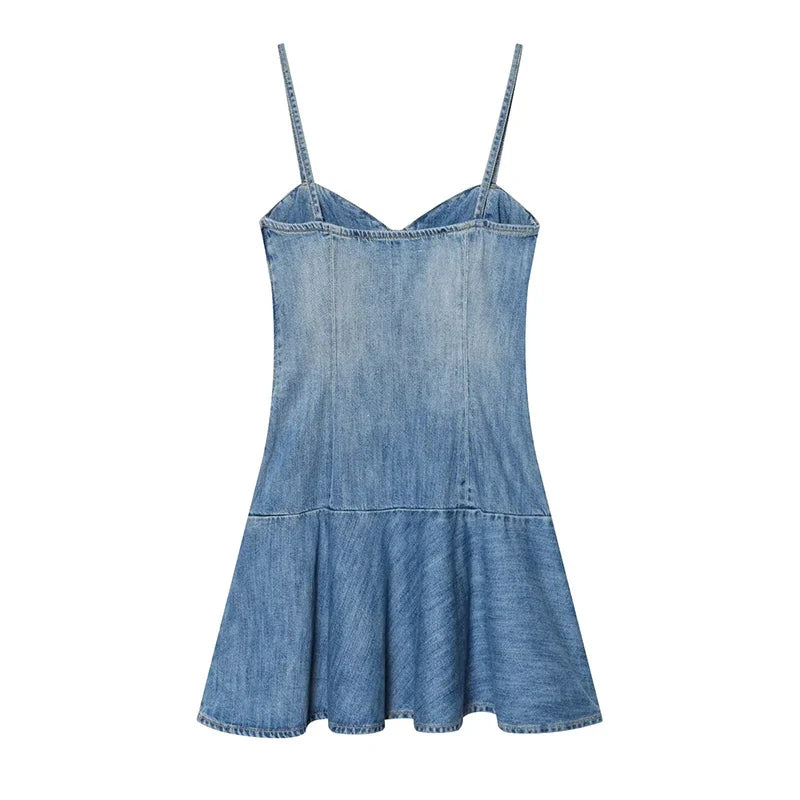 Light Blue Denim Mini Dresses