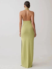 Fashionable Neck Hanging Backless Irregular Dresses