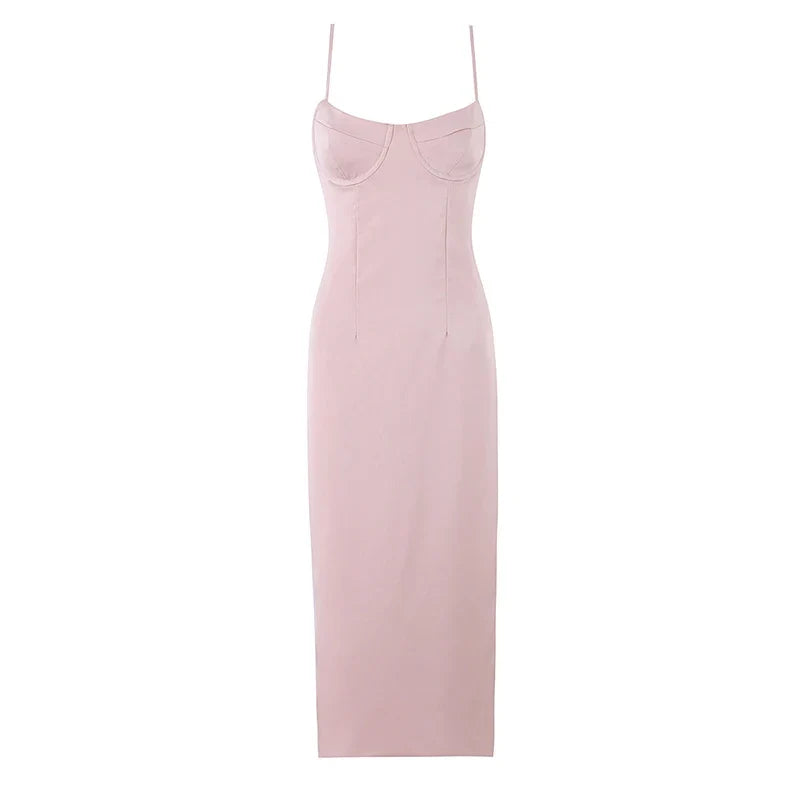 Elegant Satin Corset Bust Cami Dresses