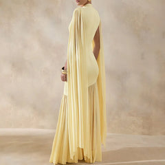 Patchwork Slim Fit Party Dresses Spring Summer O-neck Shawl Sleeve Dresses