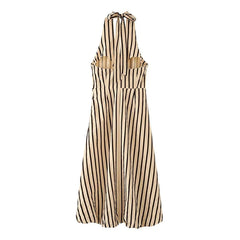 Striped Halter Bubble Maxi Dresses