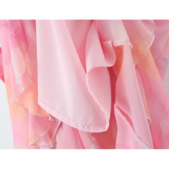 Vacation Style Romantic Ruffle Long Sling Dresses