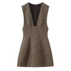 High Quality Sexy V Neck Sleeveless A-line Mini Tank Dresses Chic Lady Elegant Vestidos