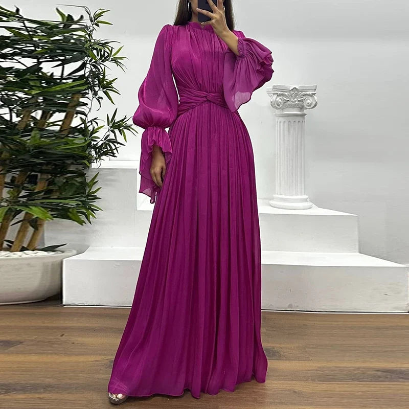 Lady Autumn Flare Sleeve High Waist Dresses