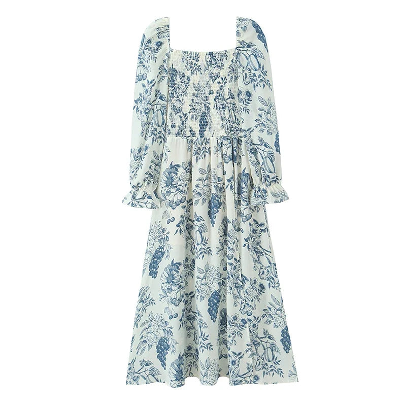 French Style Retro Floral Print Spring Dresses