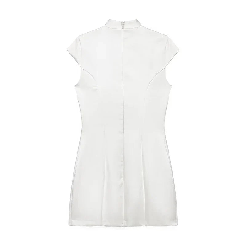 Modern Elegant White Cheongsam Mini Dresses