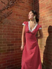 French Polka Dot Red Dresses