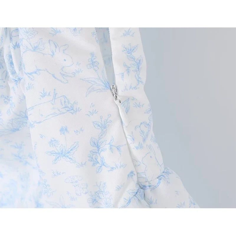 Lace Patchwork Floral Print Fairy Corset Mini Dresses