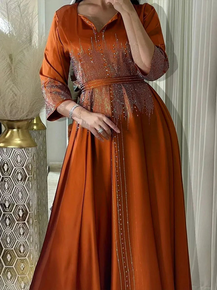 Rhinestone Solid Color Autumn Dresses