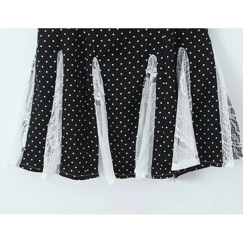 Spice Girls Lace Patchwork Polka Dot Halter Sexy Dresses
