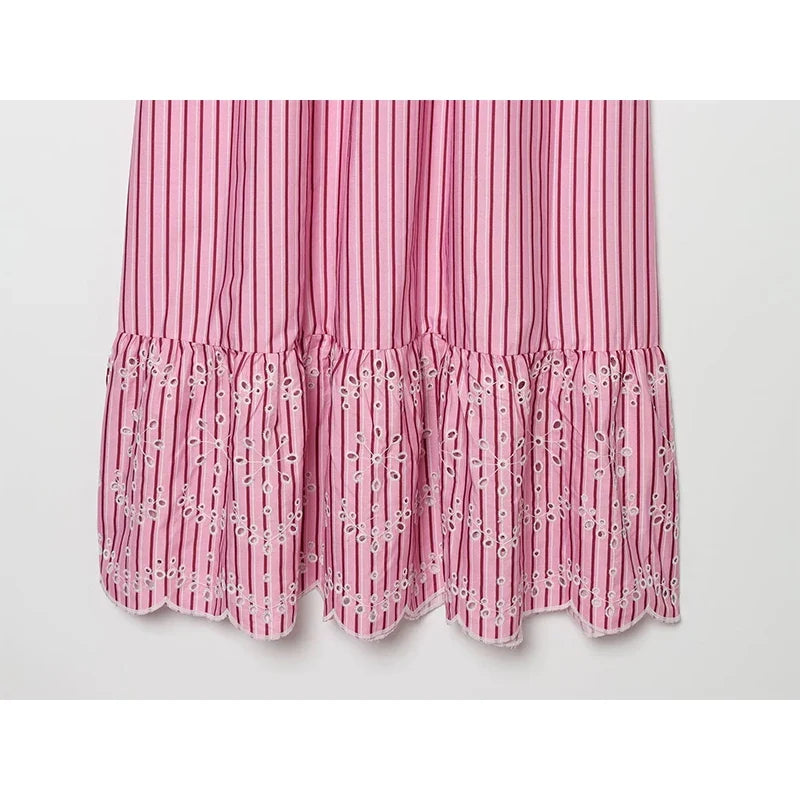 Pink Striped Midi Dresses
