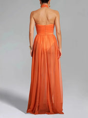Elegant Halter Neck Backless Sexy Vacation Sleeveless Long Dresses