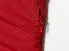 High-Neck Sleeveless Ruched Sheer Red Mini Dresses