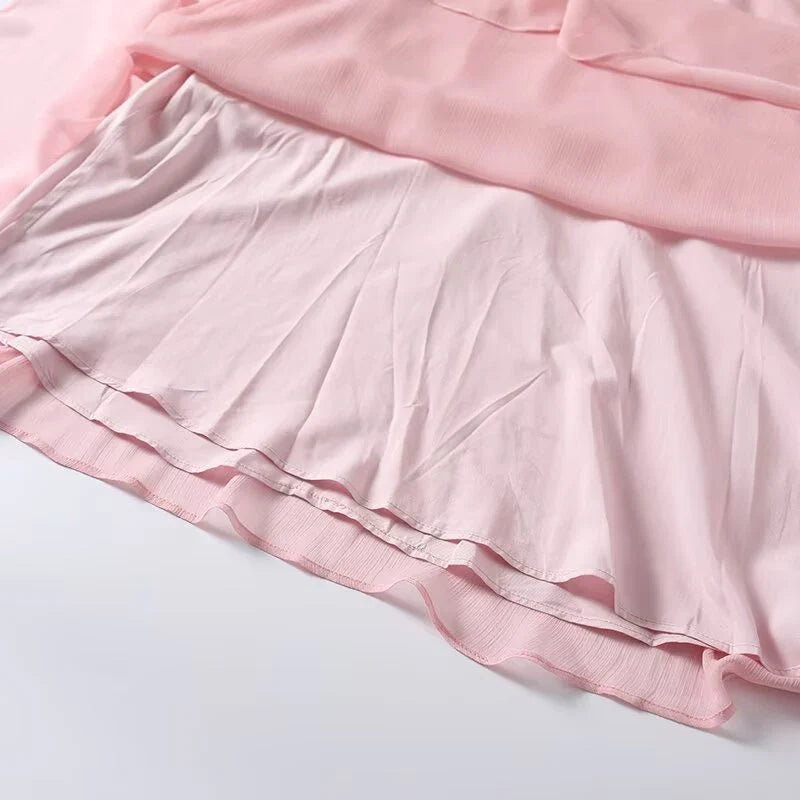 Summer Pink Crinkled Maxi Dresses
