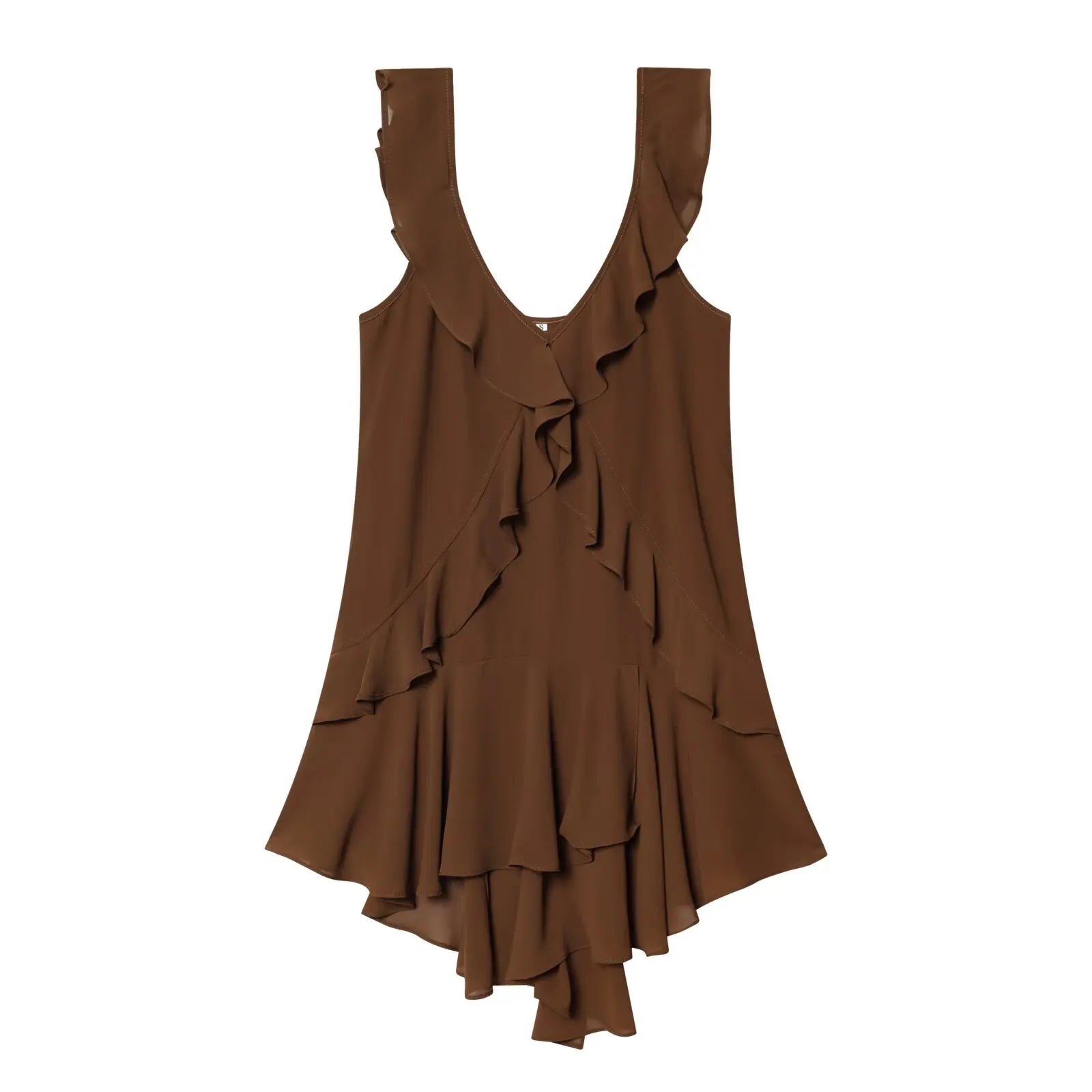 Summer Brown Ruffle Short Dresses