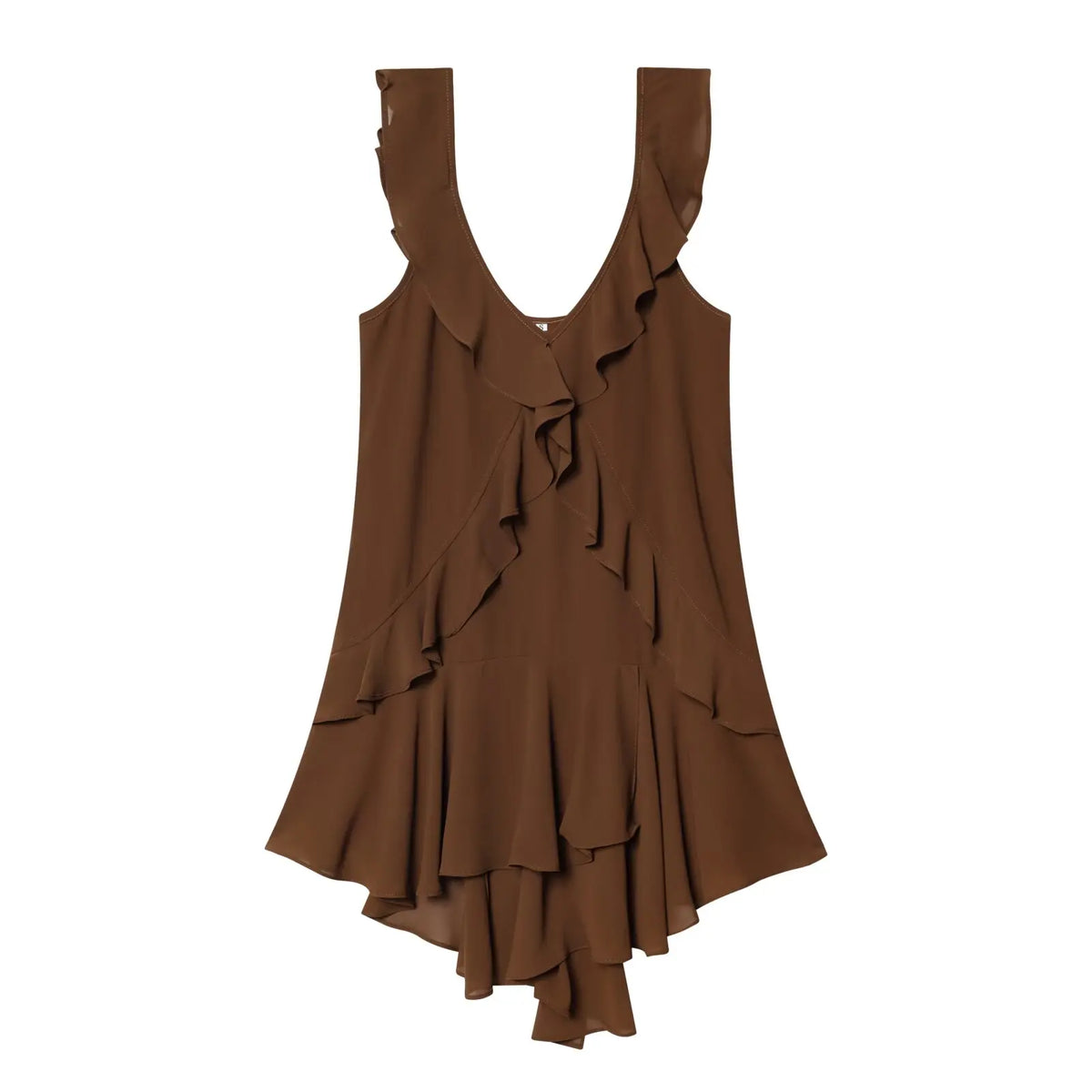Summer Brown Ruffle Short Dresses