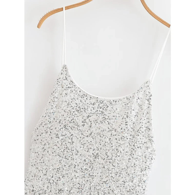 Spaghetti Straps Sequin Long Dresses